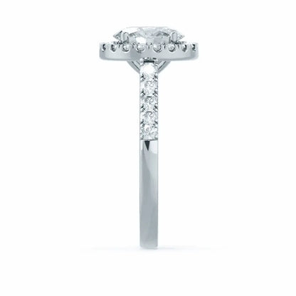 Oval cut Natural Diamond Platinum Halo Ring - cushionblue