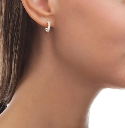 Rose Gold Latch back earrings with diamonds(0.11 ct) - cushionblue
