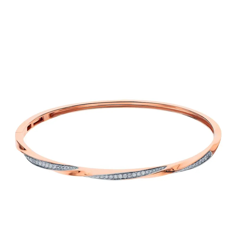 Rose Gold Bangle Bracelets in 10K (0.44tcw) - cushionblue