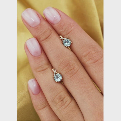 Rose Gold Latch back earrings with Round cut Topaz and diamonds