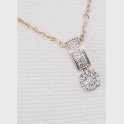 Rose Gold Stick and Round pendant necklace with diamonds