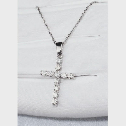 White Gold Diamond Cross Pendant Necklace