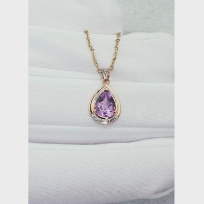 Rose Gold Heart shape pendant necklace with diamonds