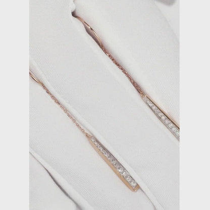 Rose Gold string earrings with diamonds(0.22ct)
