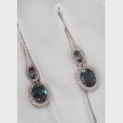 Rose Gold Latch back earrings with Oval cut Alexandrite and diamonds