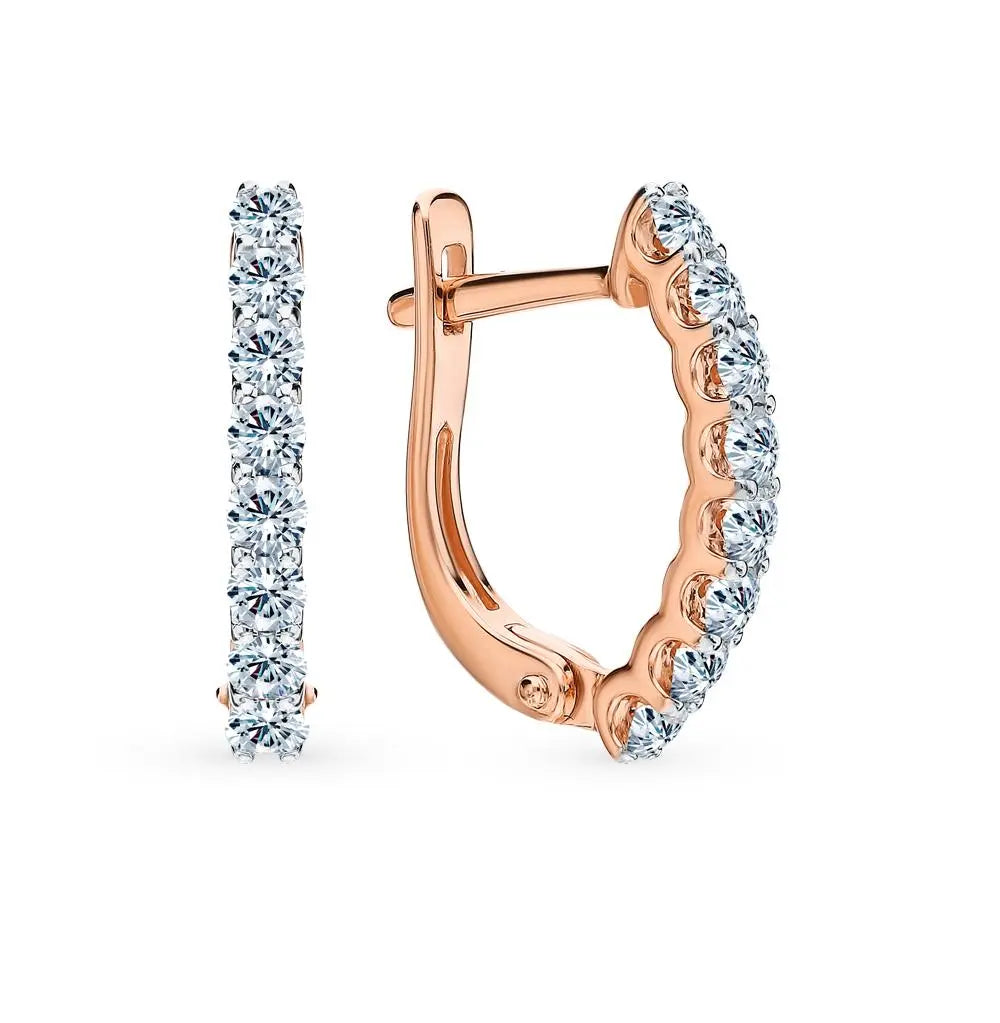 Rose Gold Latch back earrings with diamonds(0.60 ct) - cushionblue