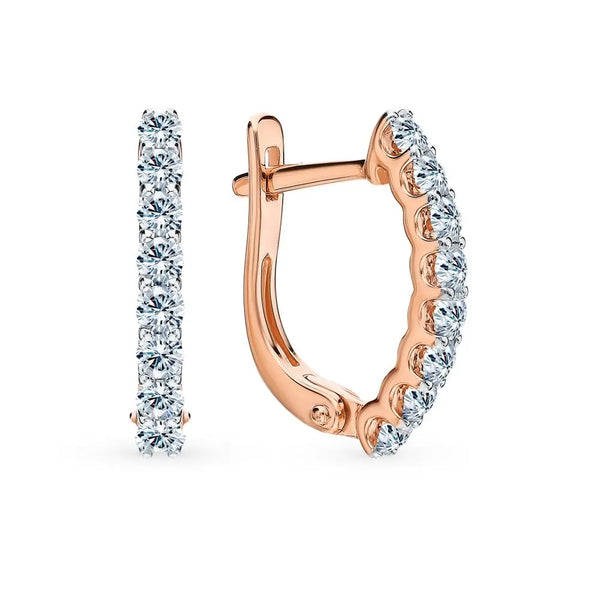 Rose Gold Latch back earrings with diamonds(0.60 ct) - cushionblue