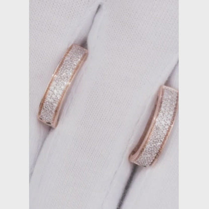 Rose Gold Simple Huggie earrings with diamonds(0.37ct)