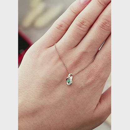 Rose Gold pendant necklace with Marquise emeralds and diamonds