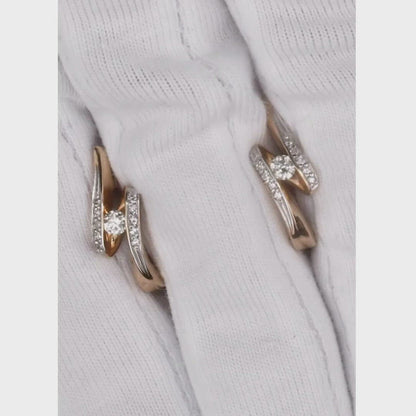 Rose Gold Latch back earrings with diamonds(0.06ct, 0.12ct)