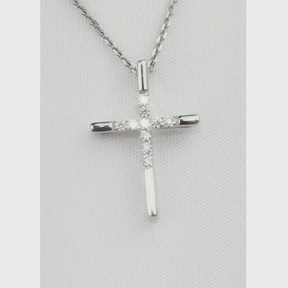 Diamond With White Gold Cross pendant necklace