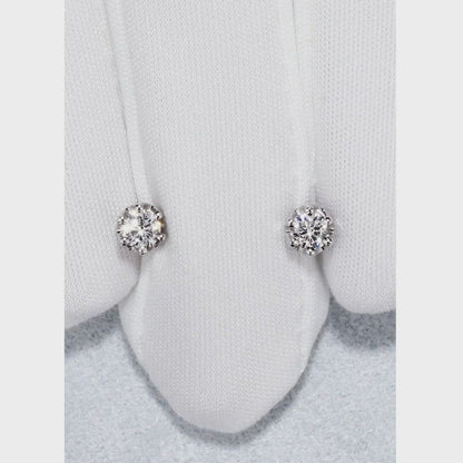 White Gold Studs with screws earrings with diamonds(0.34ct)