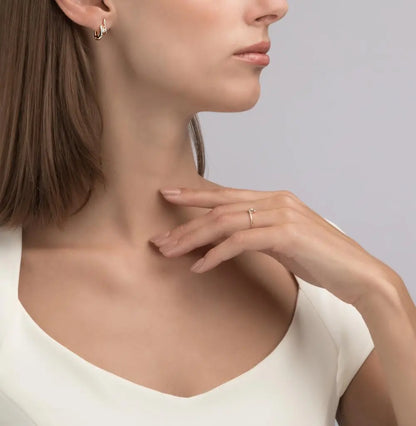 Rose Gold Latch back earrings with diamonds(0.06 ct, 0.12 ct) - cushionblue
