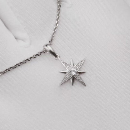 White Gold Star pendant necklace with diamonds