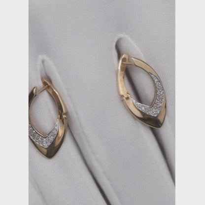 Rose Gold Latch back earrings with diamonds(0.02ct, 0.07ct)