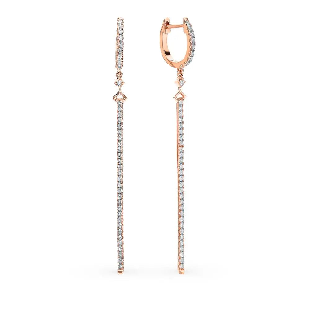 Rose Gold Latch back earrings with diamonds (0.57 ct) - cushionblue
