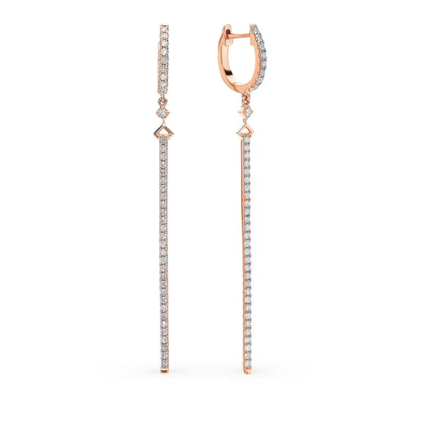 Rose Gold Latch back earrings with diamonds (0.57 ct) - cushionblue