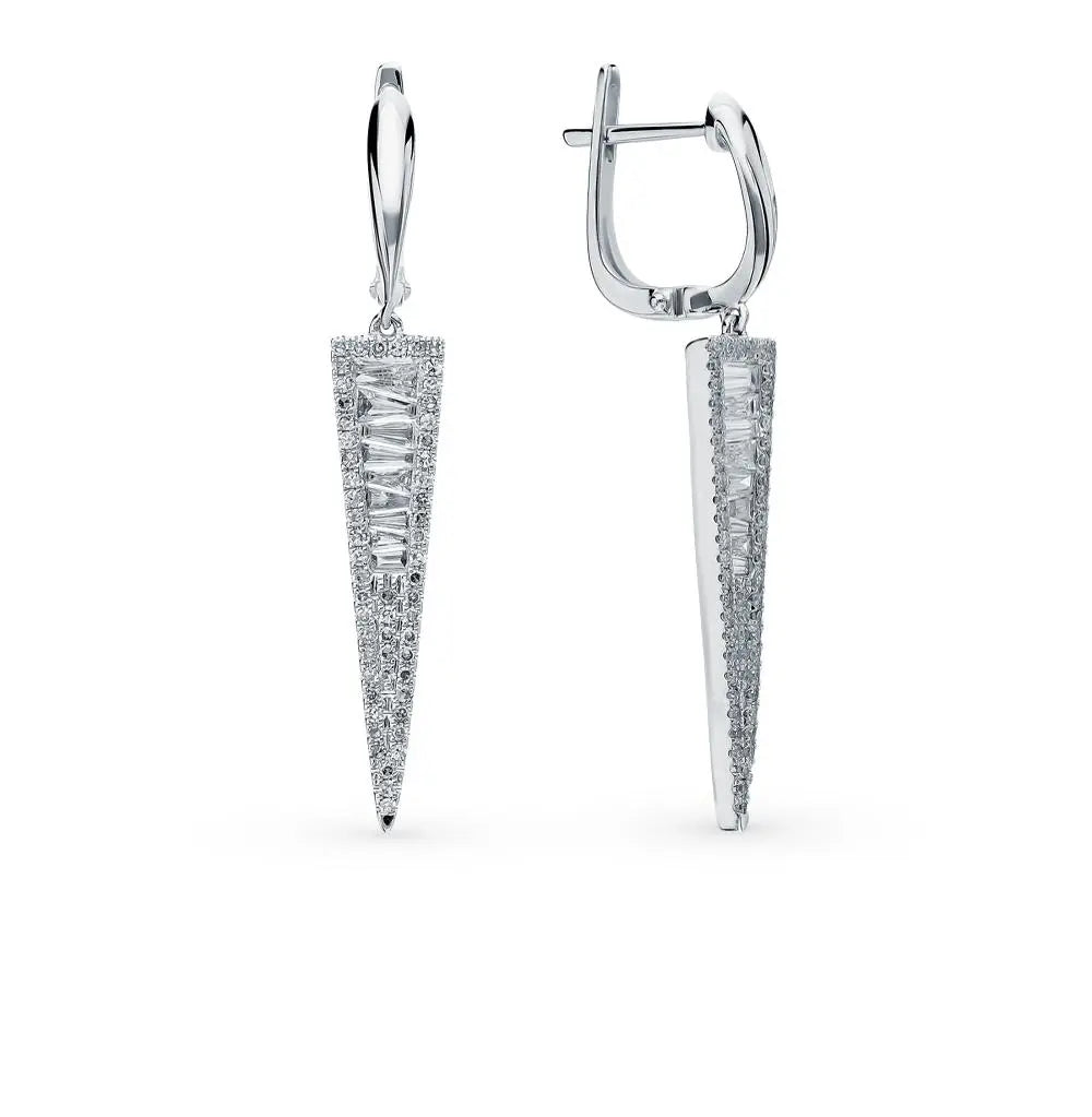 White Gold Latch back earrings with diamonds (0.87 ct) - cushionblue