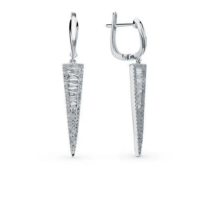 White Gold Latch back earrings with diamonds (0.87 ct) - cushionblue