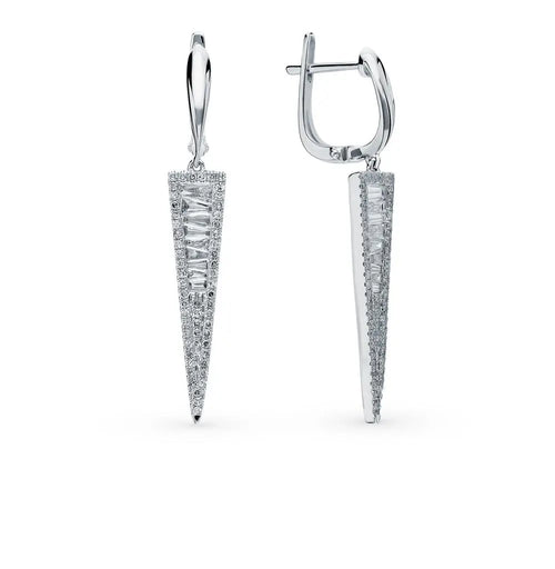 White Gold Latch back earrings with diamonds (0.87 ct) - cushionblue