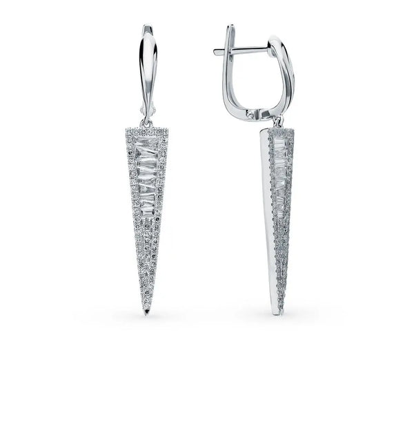 White Gold Latch back earrings with diamonds (0.87 ct) - cushionblue