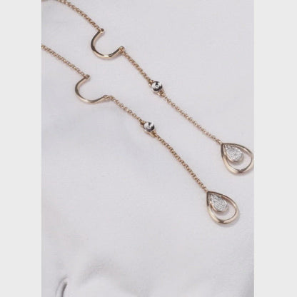 Rose Gold Simple string earrings with diamonds(0.03ct)