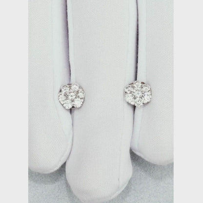 White Gold Studs with screws earrings with diamonds(0.70ct, 0.14ct)