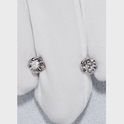 White Gold Studs with screws earrings with diamonds(0.09ct)
