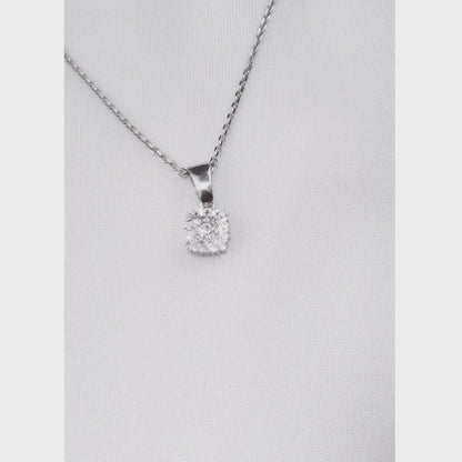 White Gold Cushion pendant necklace with diamonds