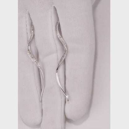 White Gold Unique string earrings with diamonds
