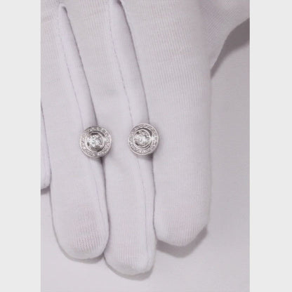 White Gold Studs with screws earrings with diamonds(0.13ct, 0.37ct)
