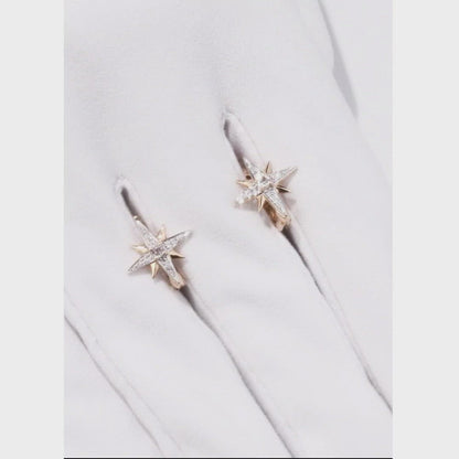 Rose Gold Latch back Star shape earrings with Colorless Topaz diamonds