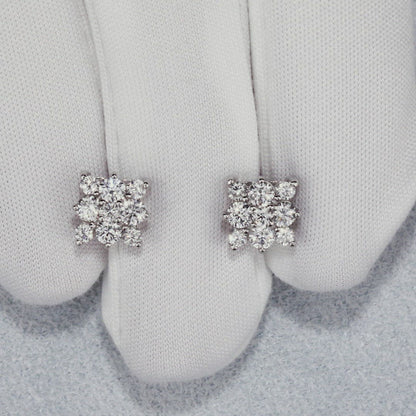 White Gold Studs with screws earrings with diamonds(0.45ct, 0.24ct)