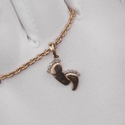 Rose Gold footprint pendant necklace with diamonds