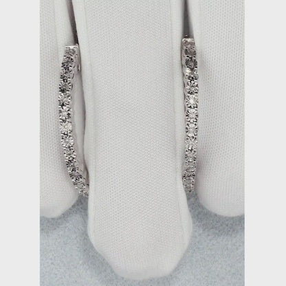 White Gold Simple Huggie earrings with diamonds(0.17ct)