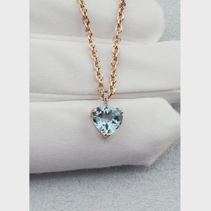 Heart shape Rose Gold pendant necklace with topaz and diamonds
