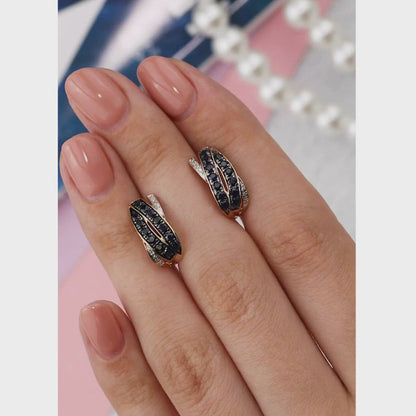 Rose Gold Latch back earrings with Sapphires and diamonds