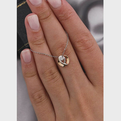 Rose Gold and White Gold pendant necklace with diamond