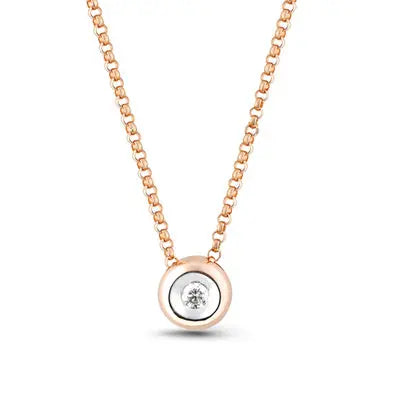 Rose Gold Round pendant necklace with diamonds - cushionblue